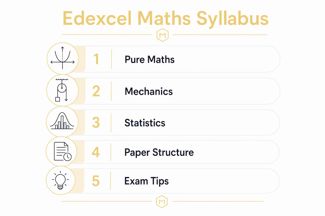 Infographic outlining Edexcel maths syllabus key topics