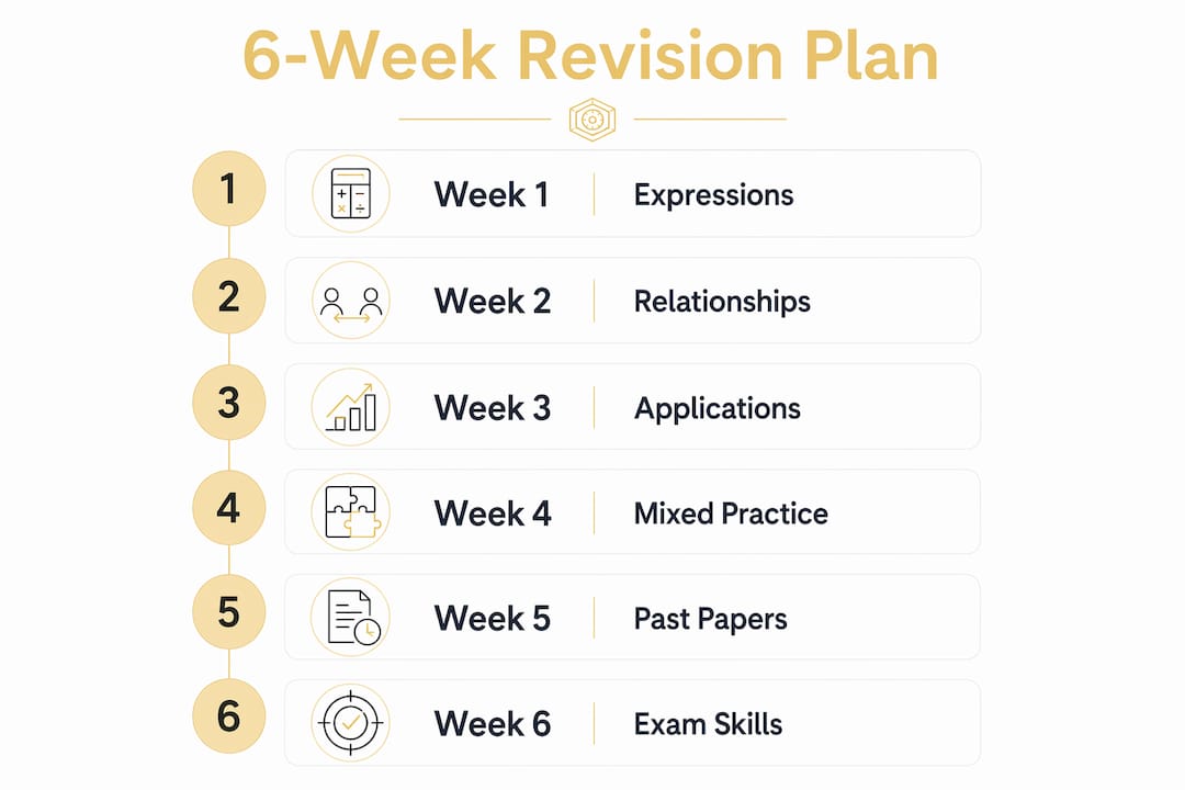 Infographic of 6-week National 5 maths revision plan