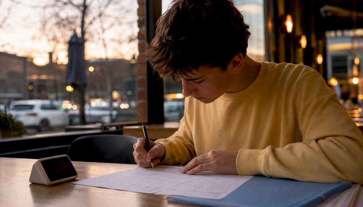 Student practicing GCSE maths past paper
