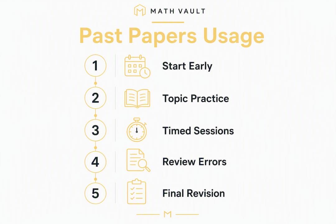 Infographic showing steps to effectively use past papers