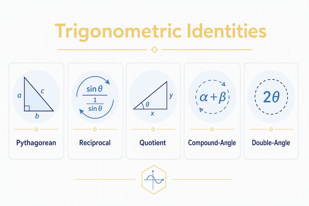 Infographic showing types of trig identities overview