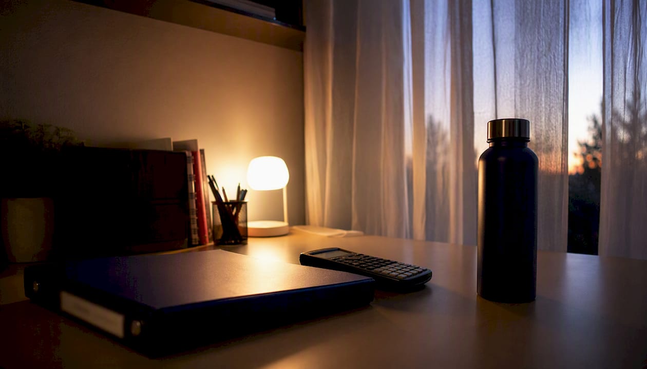 Calming study space for managing exam stress