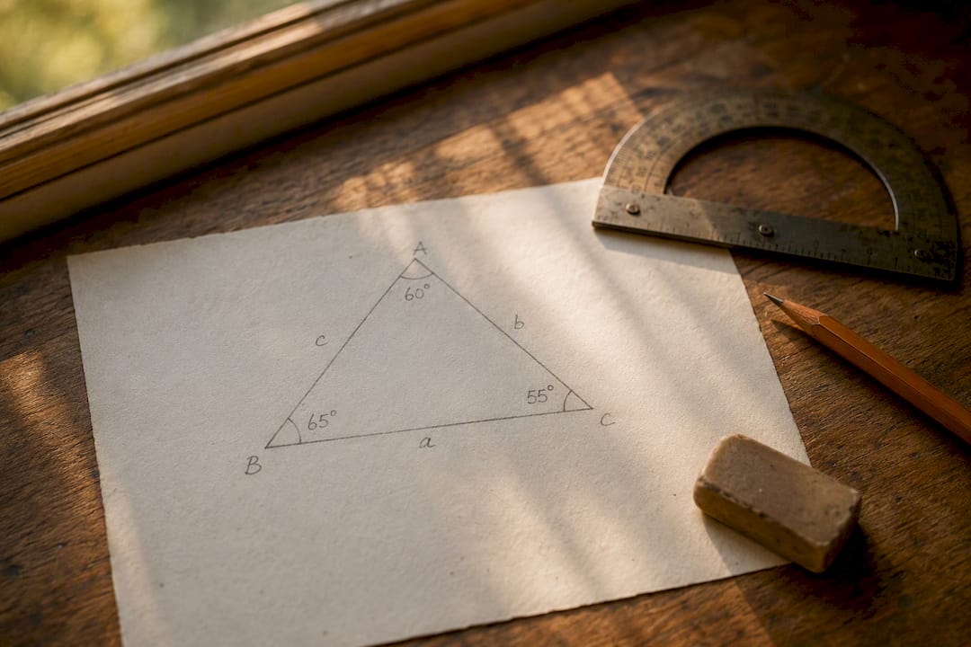 Close-up labelled triangle diagram for trigonometry
