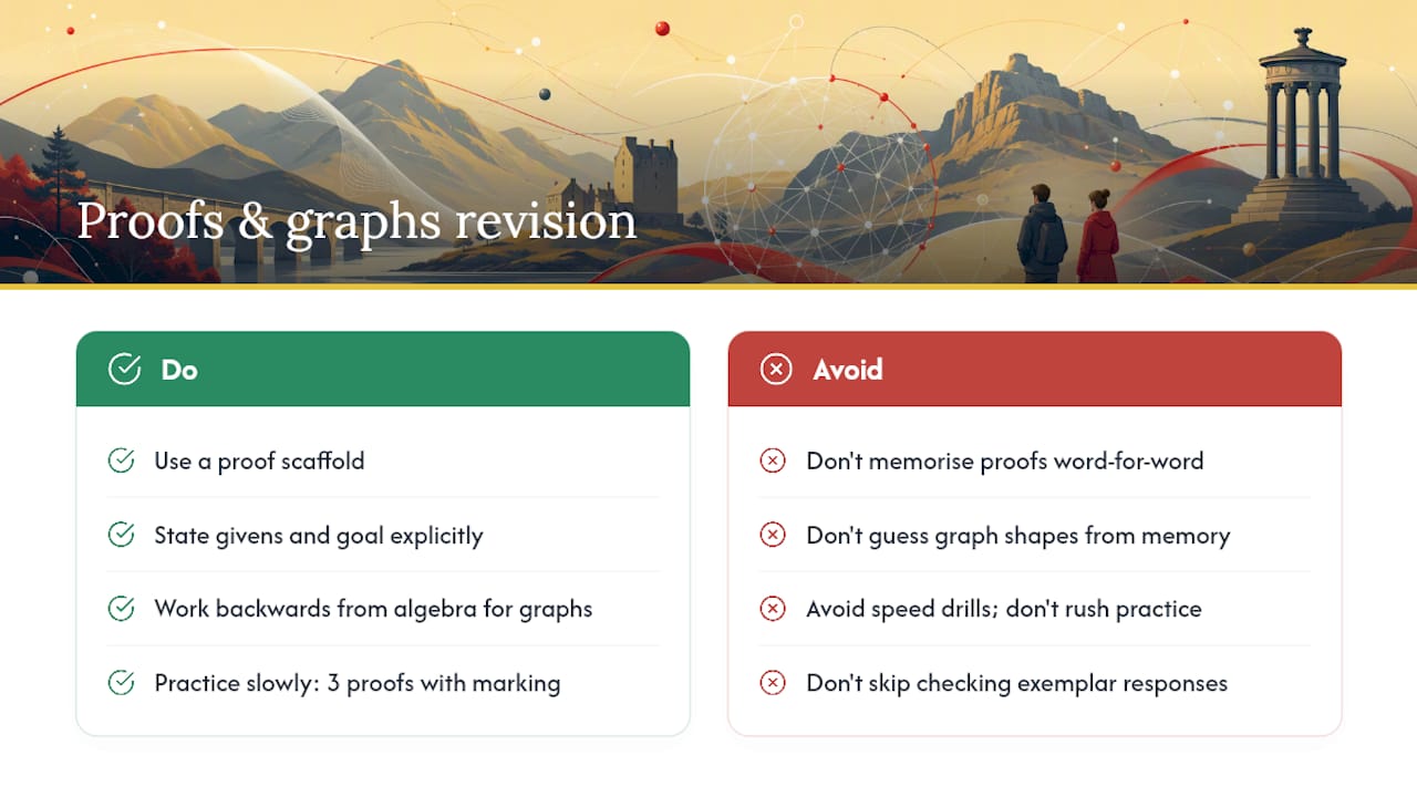 How do you revise proofs and graph sketching effectively? — overview diagram