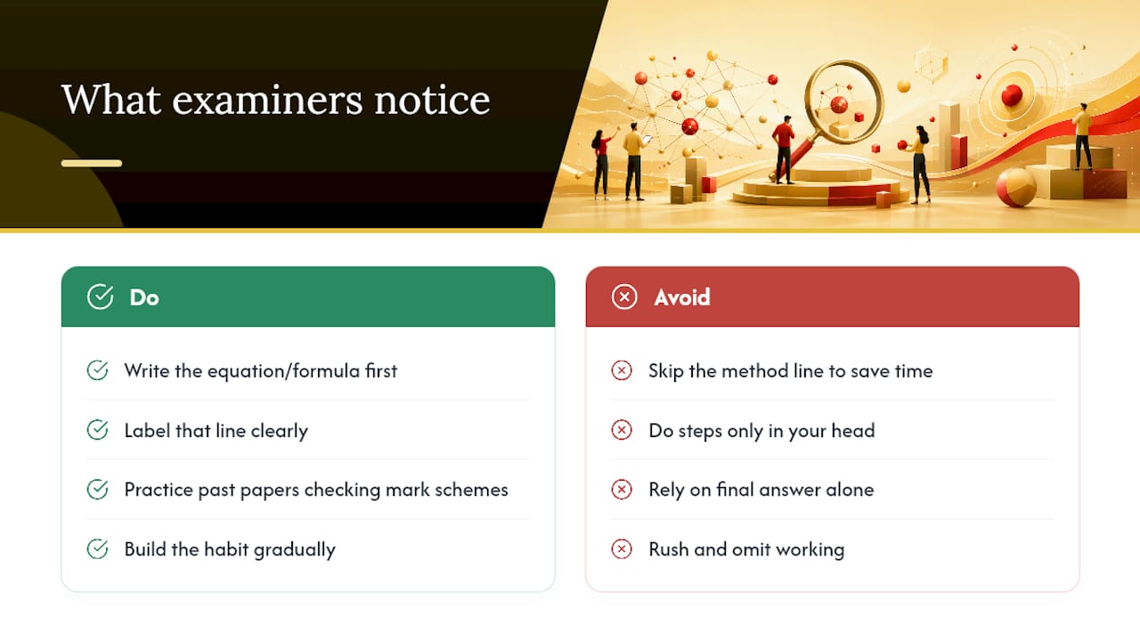 What examiners actually notice when marking your working — overview diagram