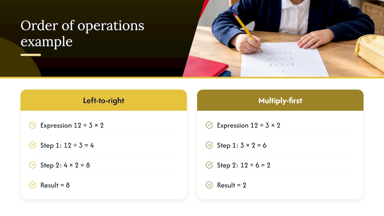 BODMAS example showing left-to-right calculation